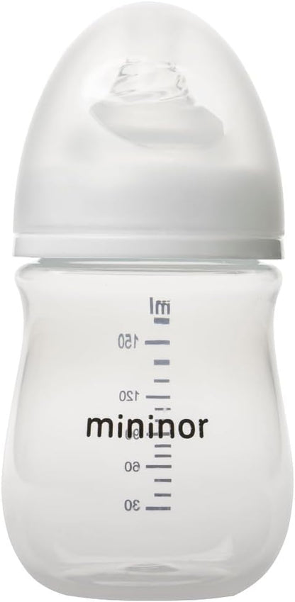 Mininor Anti-Colic Glass Baby Feeding Bottle, 0m+ (160ml)