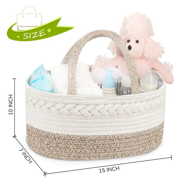 Little Story Cotton Rope Diaper Caddy – Ivory
