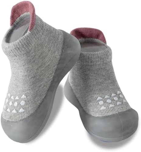 Hstyle Baby Sock Shoes Toddler Walking Shoes Infant Non-Slip Slippers (Grey)