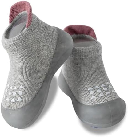 Hstyle Baby Sock Shoes Toddler Walking Shoes Infant Non-Slip Slippers (Grey)
