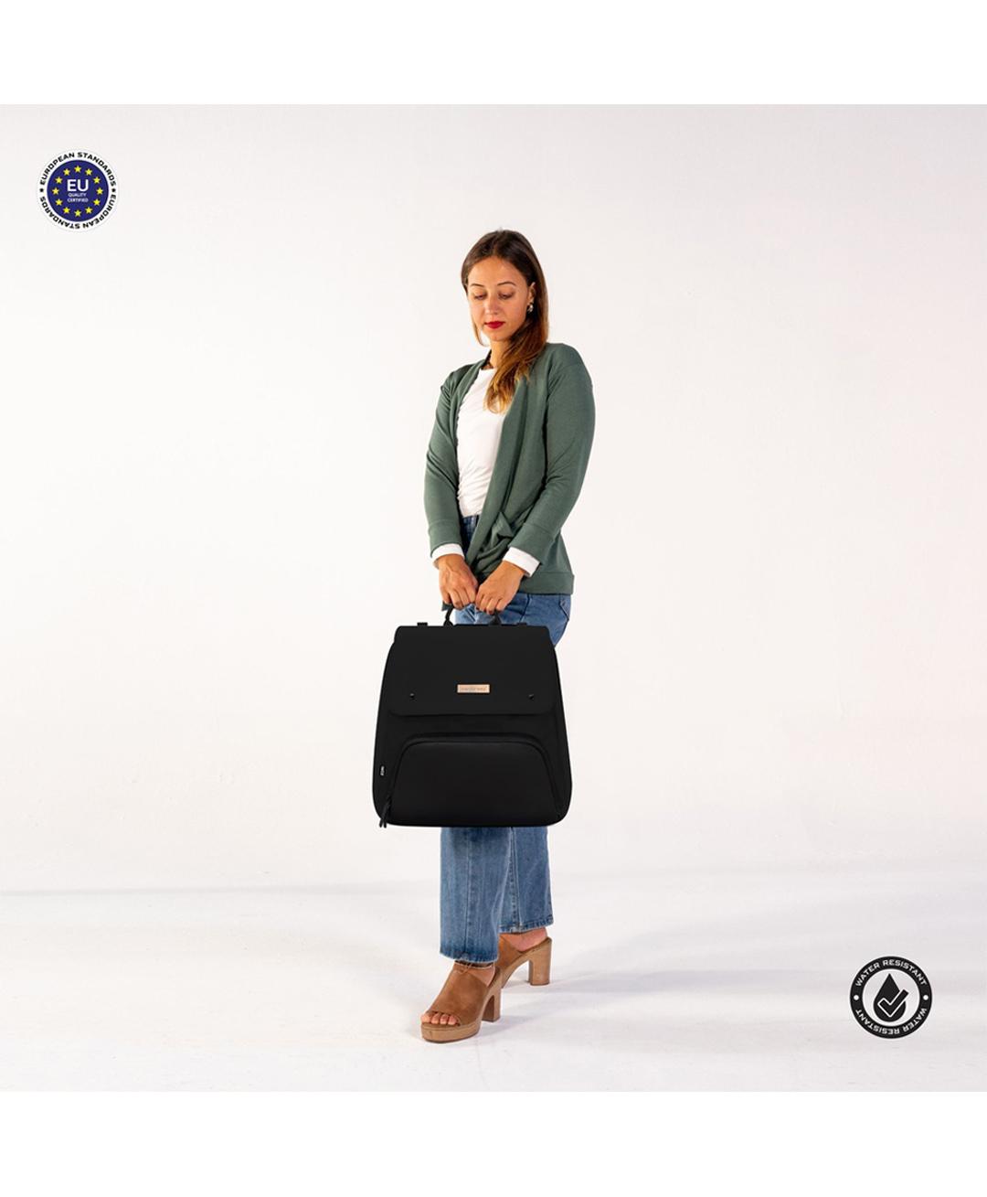 Neobreez Diaper Backpack With Changing Mat, Wet Bag, Pouches Set (Black)