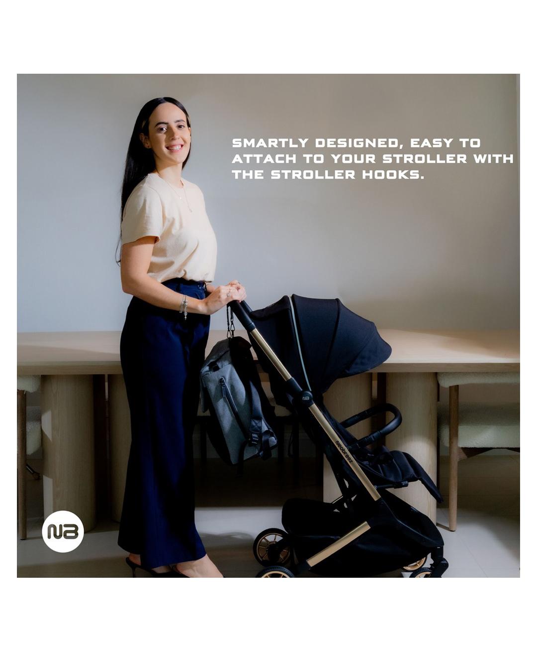 Neobreez Diaper Backpack With Changing Mat, Wet Bag, Pouches Set (Black)