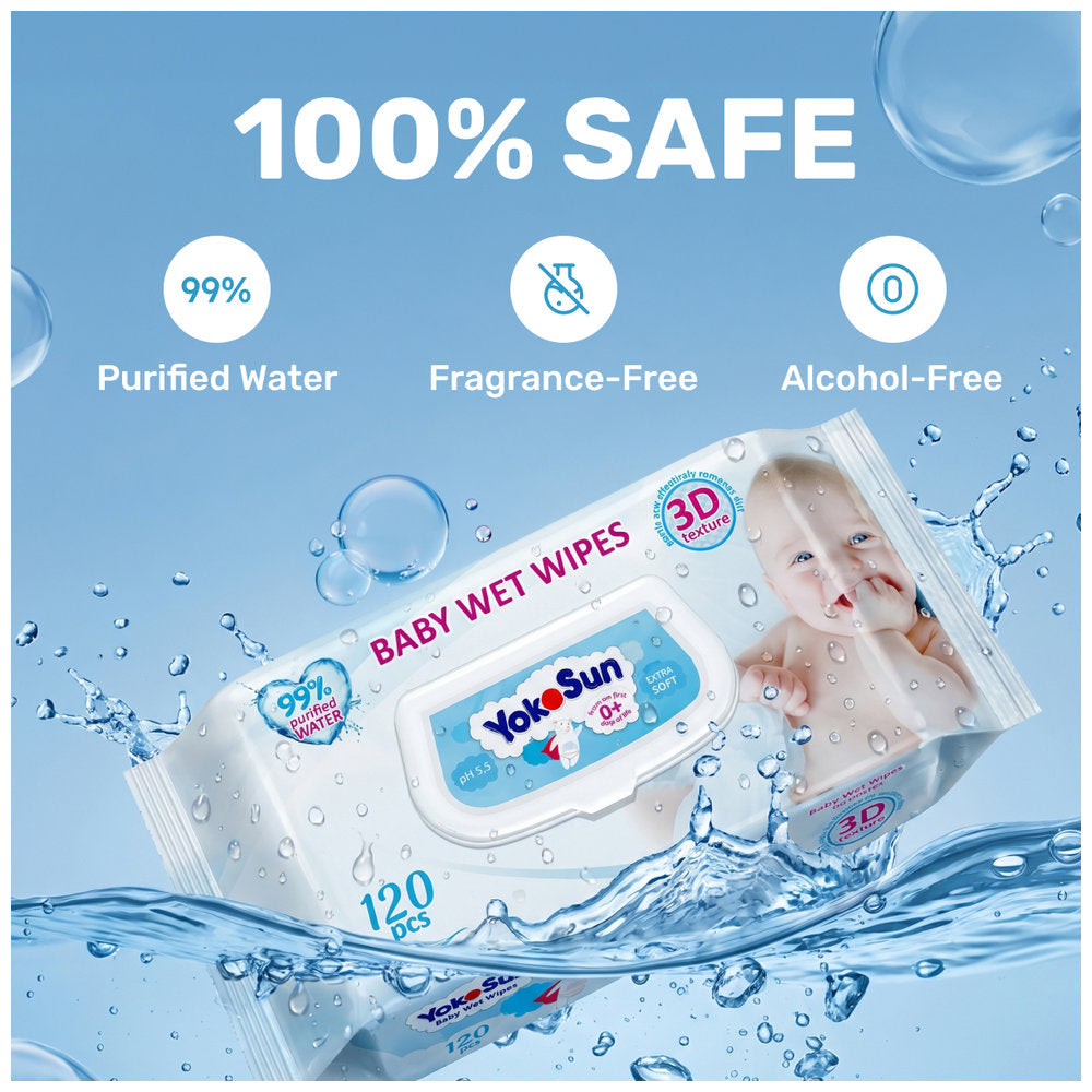 YokoSun Extra Soft Baby Wet Wipes (120pcs)