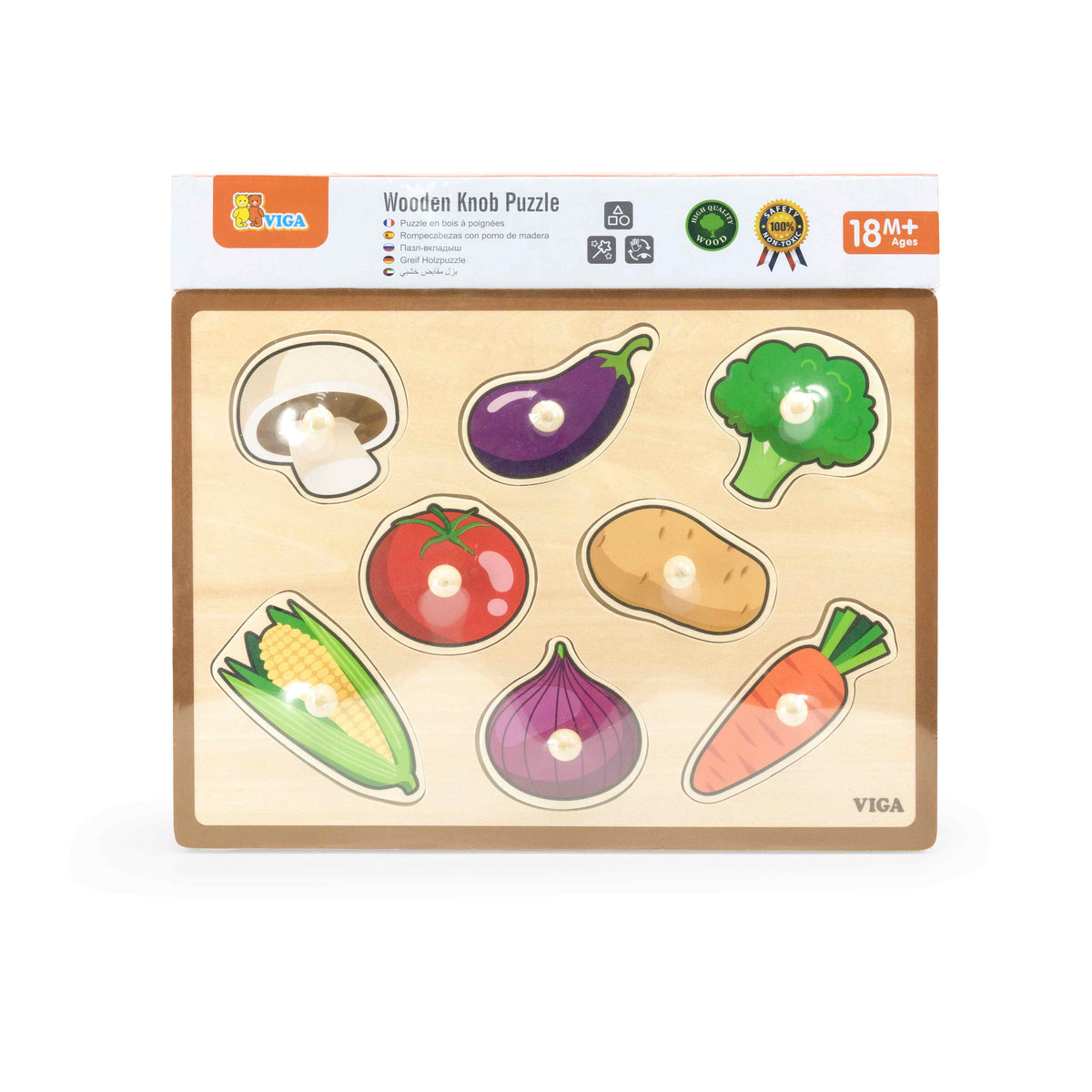 Viga Wooden Knob Puzzle (Vegetables)