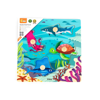 Viga Wooden Knob Puzzle (Sea Animals)