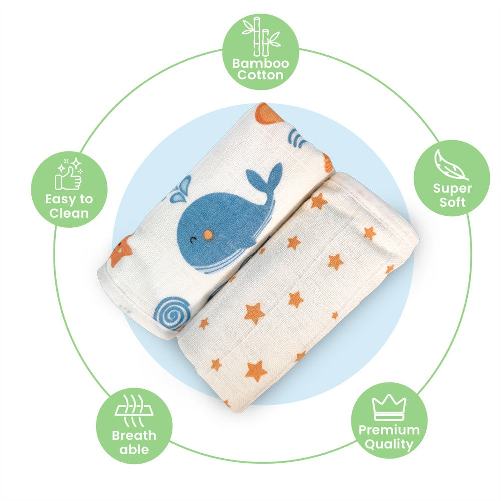 Nuluv Baby Burp Cloth (Yellow Pineapple And Stars) - Pack of 2