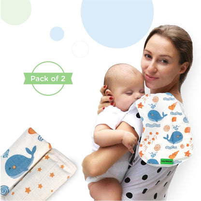 Nuluv Baby Burp Cloth (Yellow Pineapple And Stars) - Pack of 2
