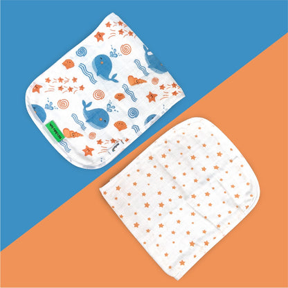 Nuluv Baby Burp Cloth (Yellow Pineapple And Stars) - Pack of 2