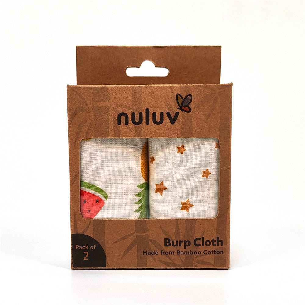 Nuluv Baby Burp Cloth (Yellow Pineapple And Stars) - Pack of 2