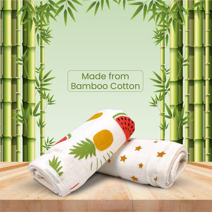 Nuluv Baby Burp Cloth (Yellow Pineapple And Stars) - Pack of 2