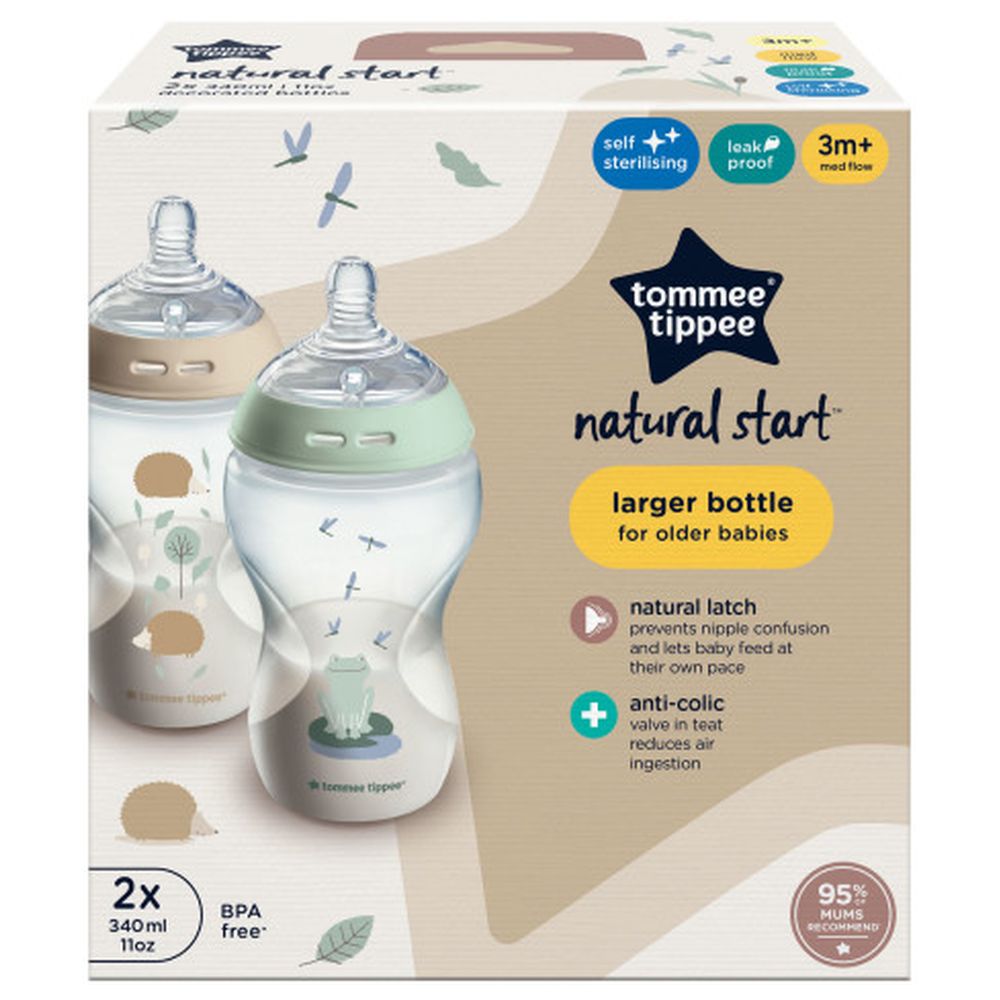 Tommee Tippee Natural Start Bottle Pond (Boy, 340ml) - Pack of 2