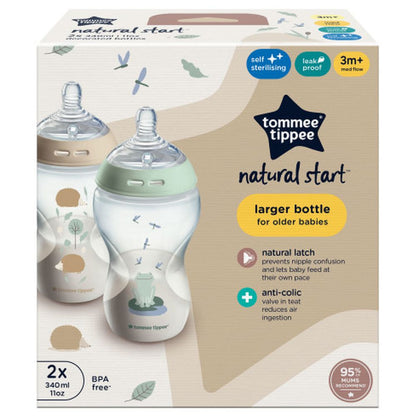 Tommee Tippee Natural Start Bottle Pond (Boy, 340ml) - Pack of 2