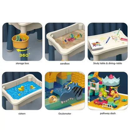 Bibi Inn - Multifunctional Kids Study Desk & Building Block Table with Crown Chair