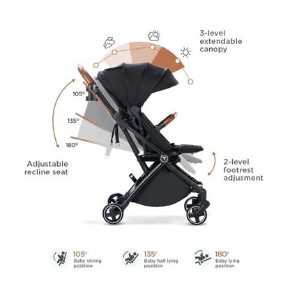 Teknum Black Compacto Auto-Fold 360° Reversible Stroller