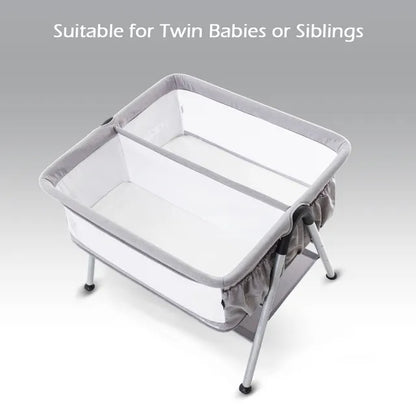 Teknum Fellow 2 Twin Bedside Crib Bassinet – Grey
