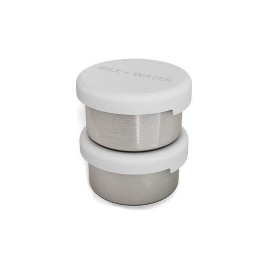 Milk + Water Stainless Steel Formula Pots With White Silicone Lid