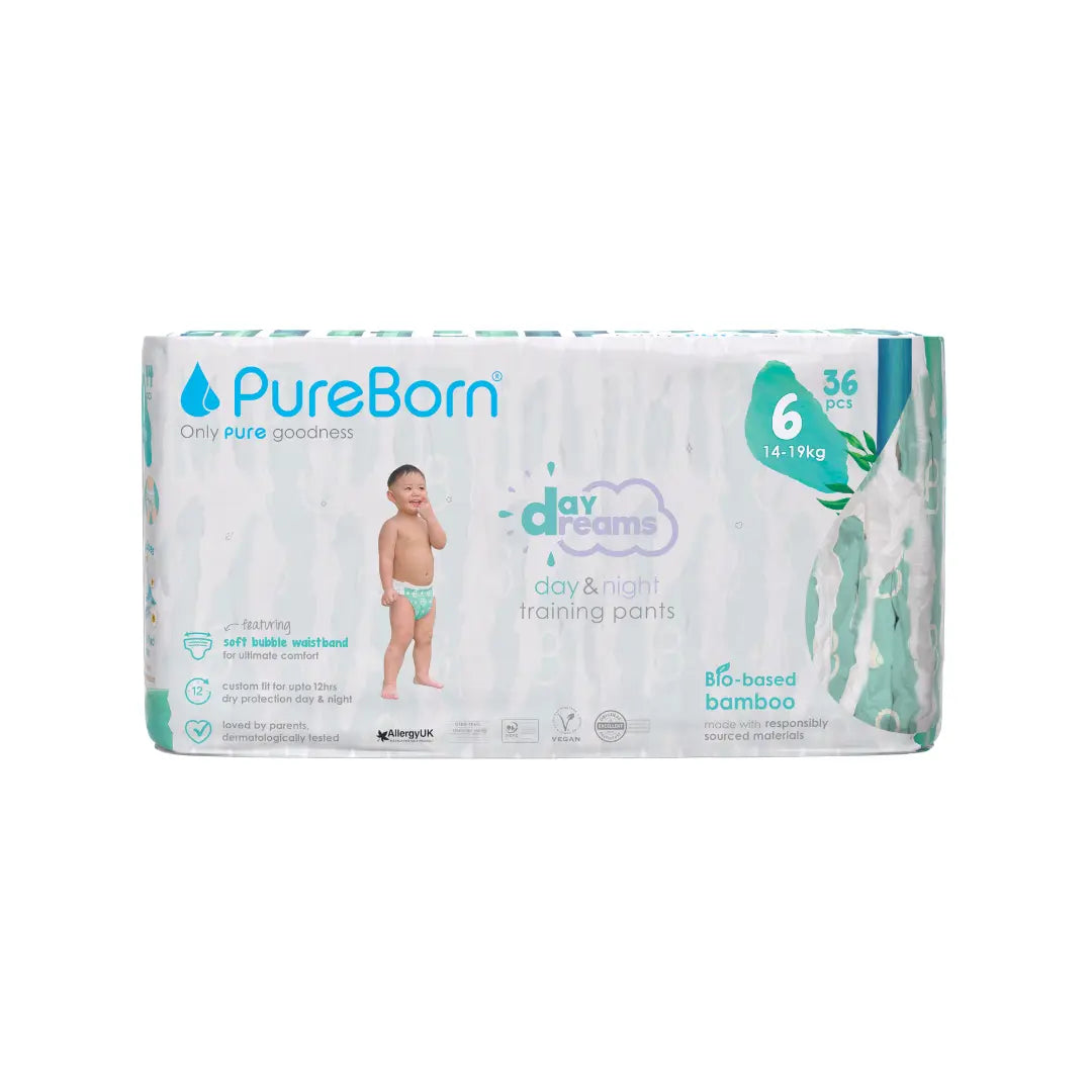 PureBorn Day Dreams Day & Night Training Pants - Size 6, 36 pcs