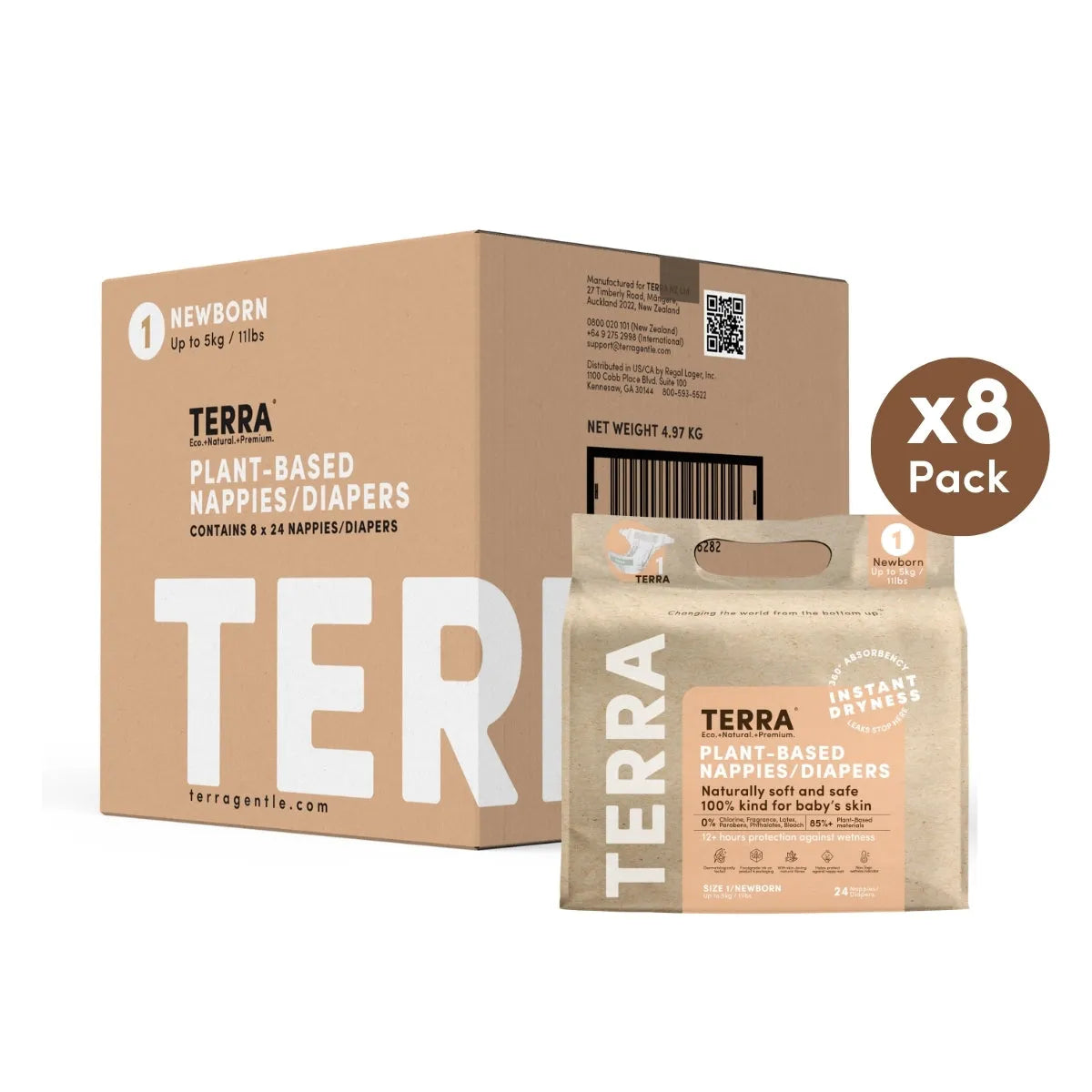 Terra Diaper/Nappy New Born 24s (Pack of 4)