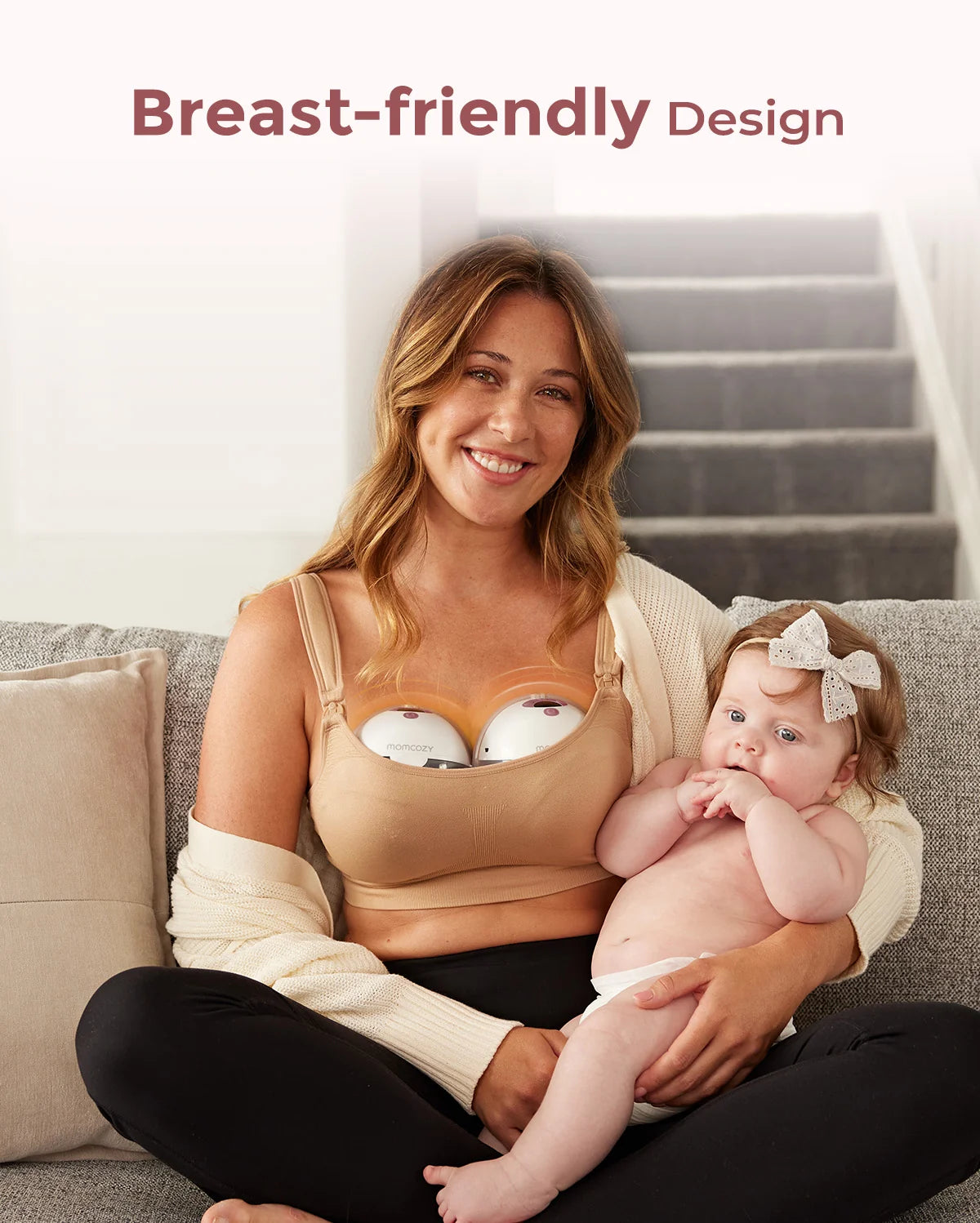 Momcozy M5 Smart Wearable Breast Pump – Upgraded with App Control (Grey)