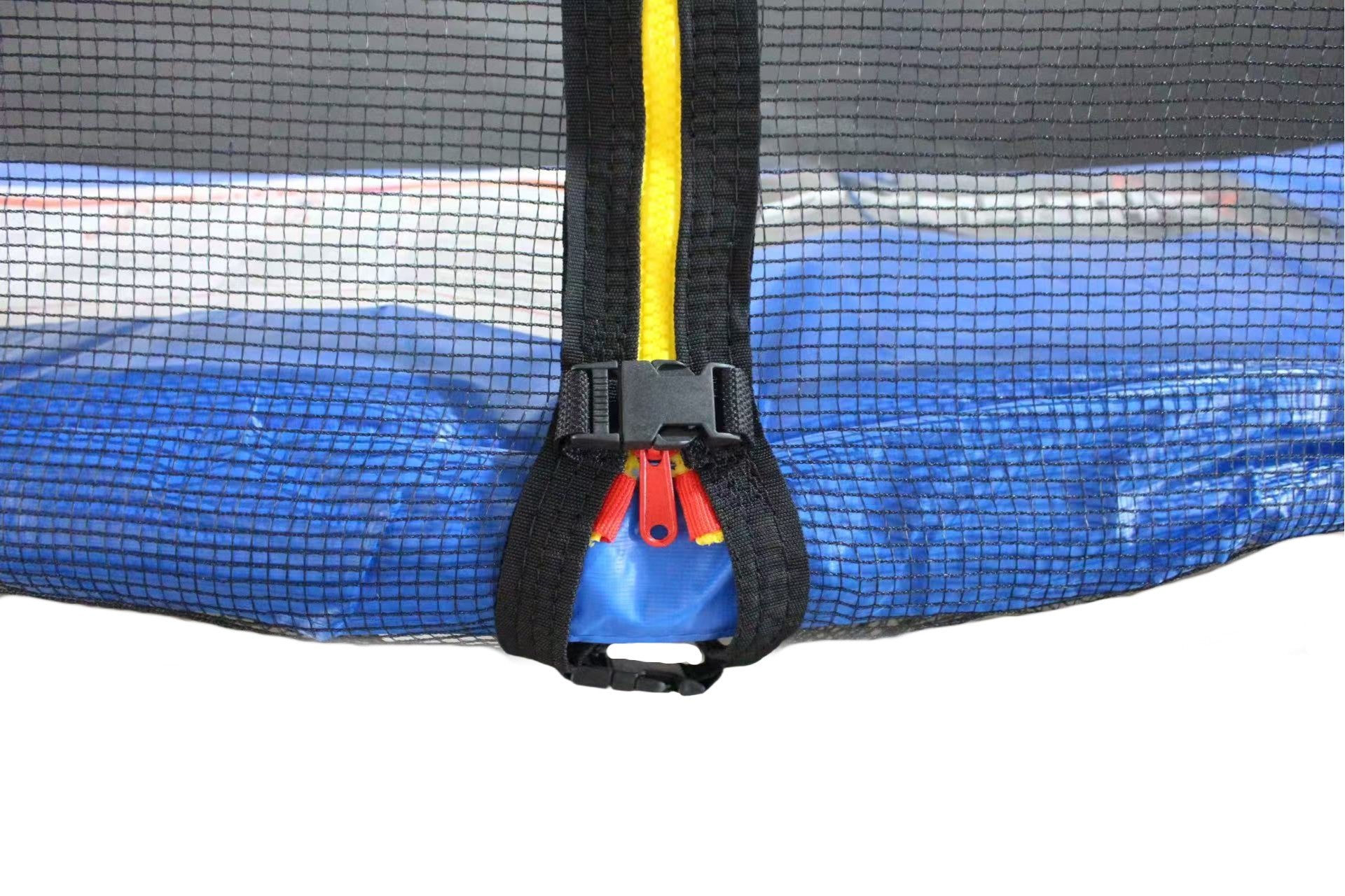 Fun Jump 12 Ft Blue Trampoline With Outside Short Pole Safety Net and Ladder
