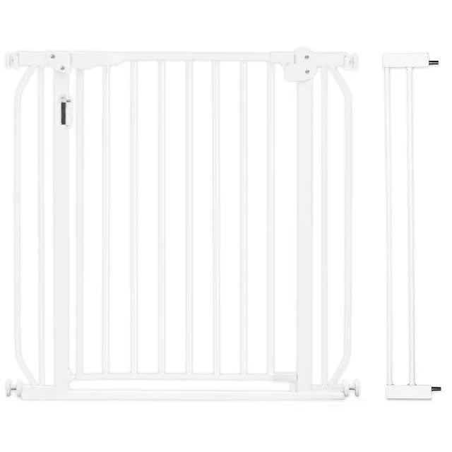 Baby Safe Metal Safety LED Gate with 10cm Extension – White
