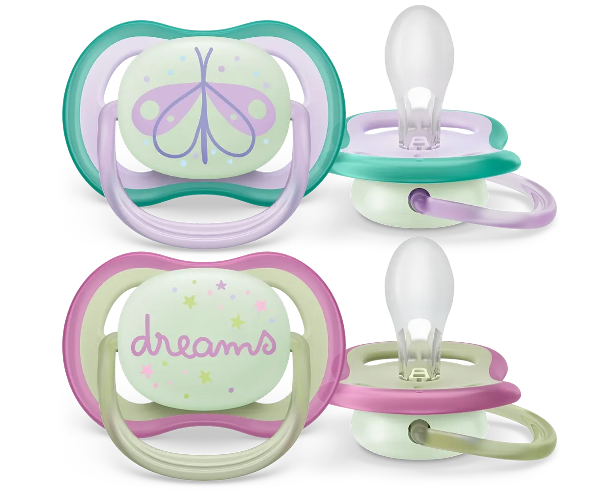 Philips Avent Ultra Air Soother Nighttime (0-6 Months, Pack of 2)