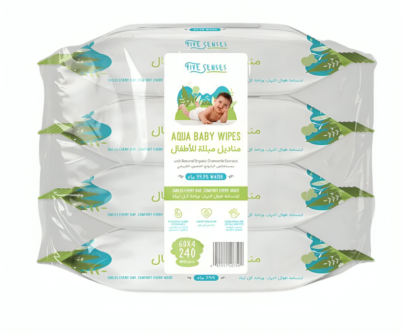 Five Senses Aqua Pure Water Wipes - Pack of 4 (60s)
