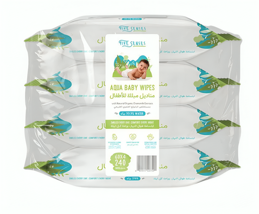 Five Senses Aqua Pure Water Wipes - Pack of 4 (60s)