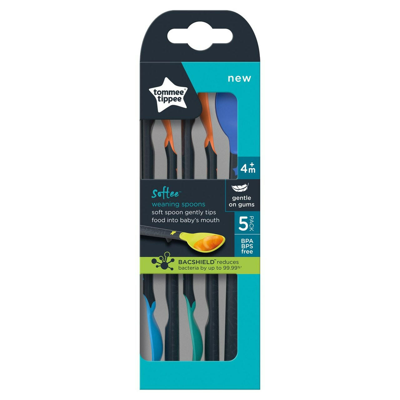 Tommee Tippee Softee Weaning Spoons With Long Anti-slip Handles, 4m+, 5pcs