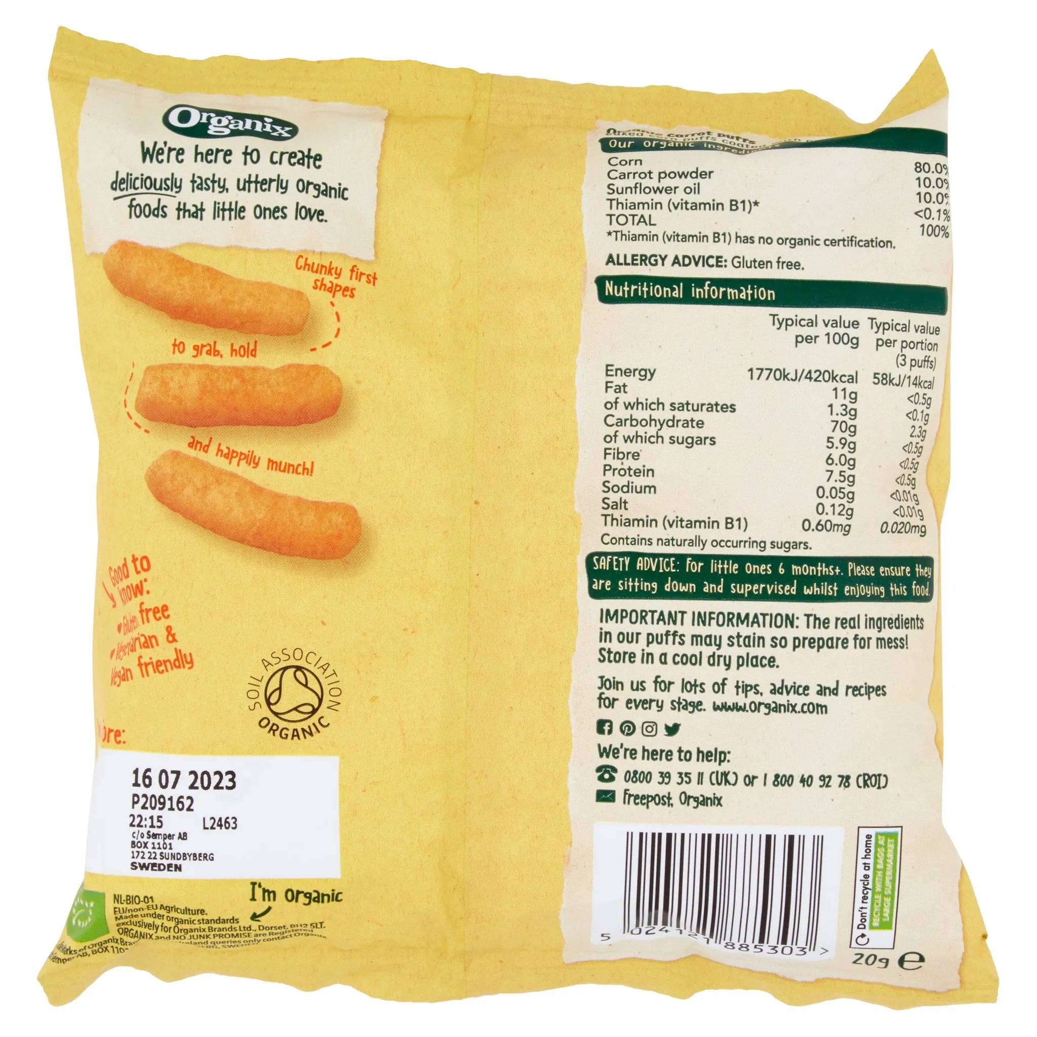 Organix Melty Carrot Puffs (20g)