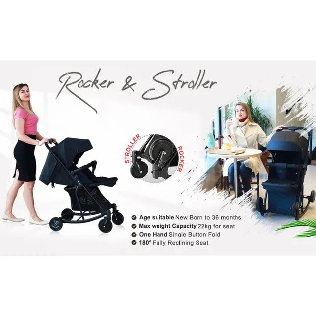 Teknum 2 In 1 Glide Stroller (Black)