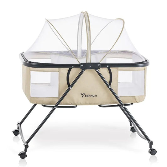 Teknum 3-in-1 Baby Cot, Cradle With Mosquito Net – Ivory