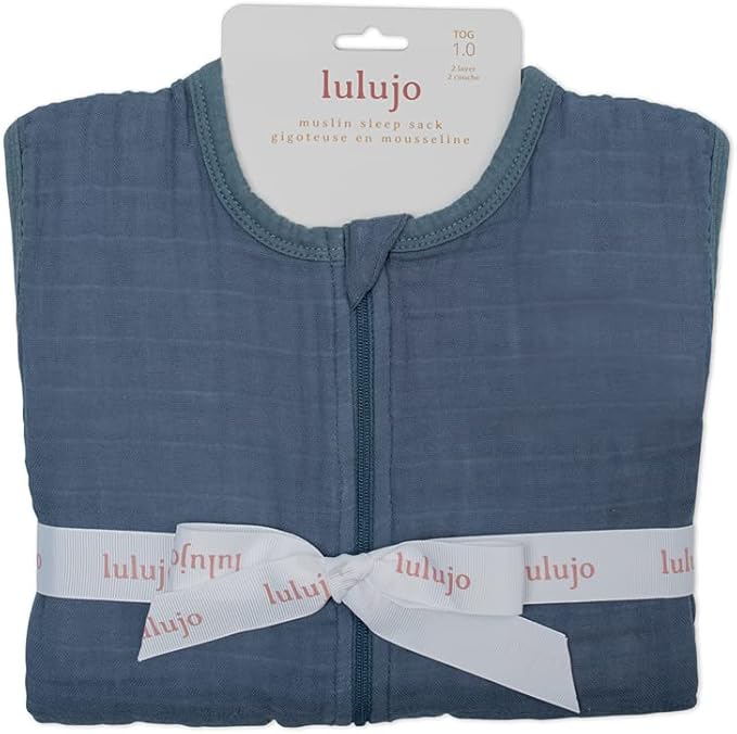 Lulujo Cotton Muslin Sleep Sack 1.0 TOG, Navy Night