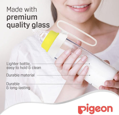 Pigeon Glass Feeding Bottle With Handle (240ml)