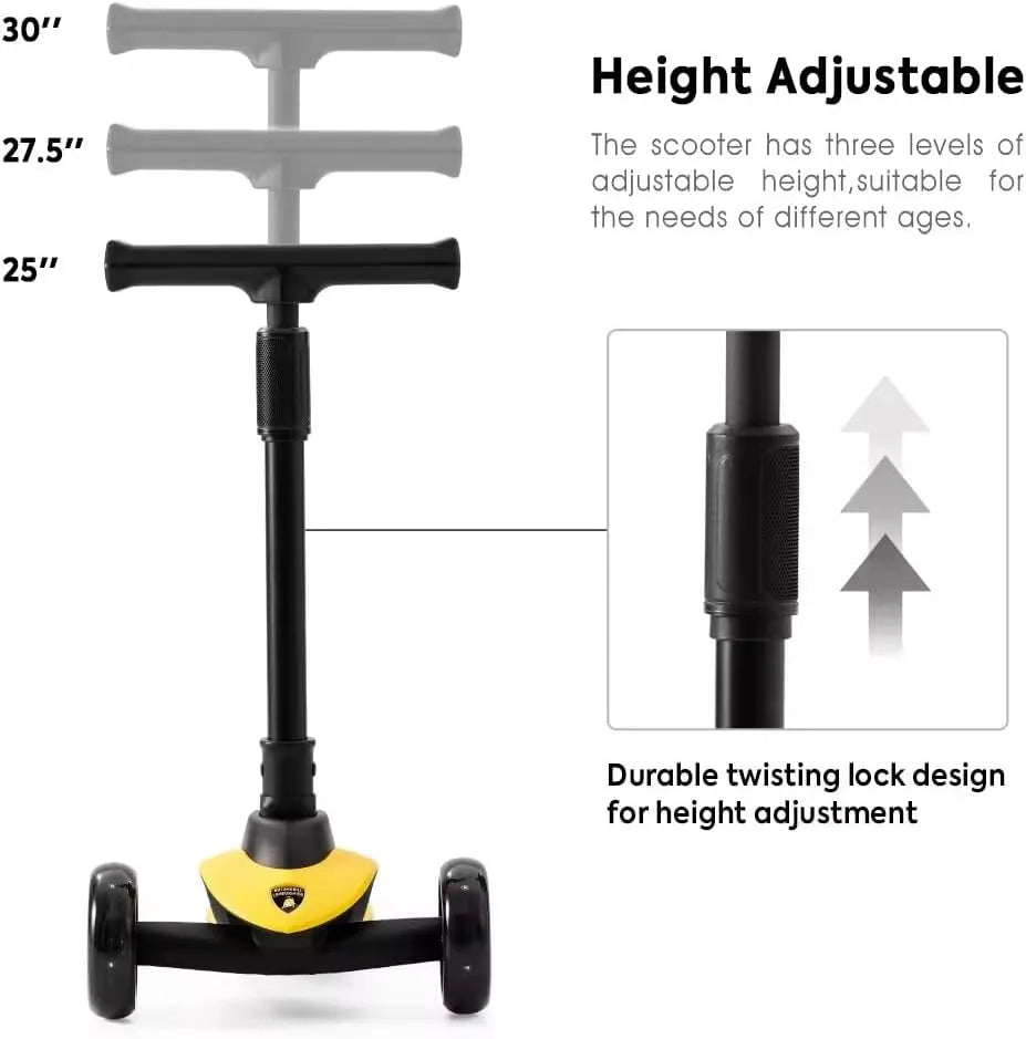 Lamborghini Kids Scooter With Adult Height (Yellow)