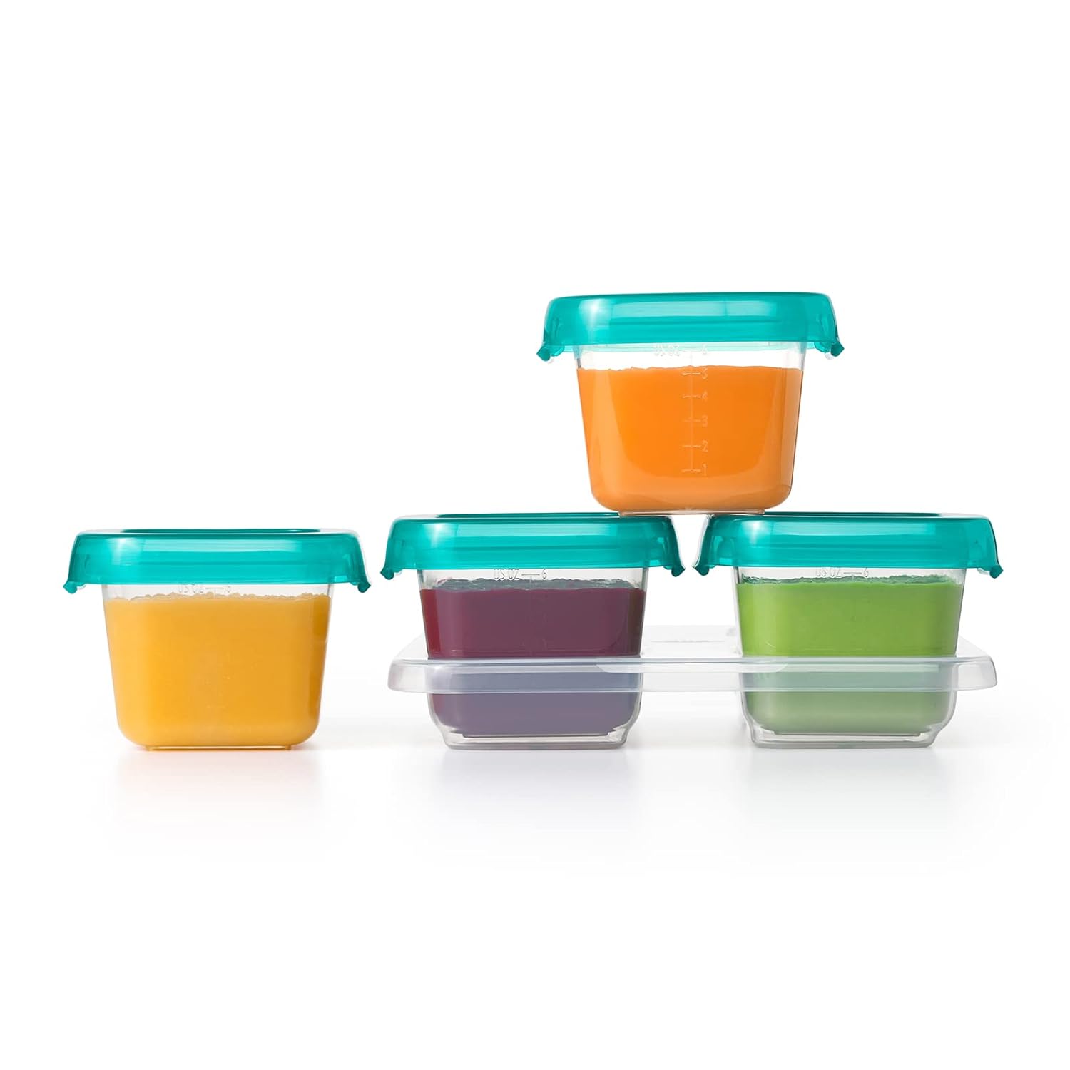 OXO Tot Baby Blocks Food Storage Containers, Teal, 6 oz