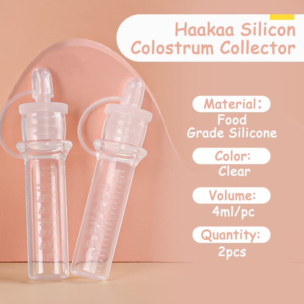 Haakaa Silicone Colostrum Collector, Pre-Sterilized, 4ml/2pcs