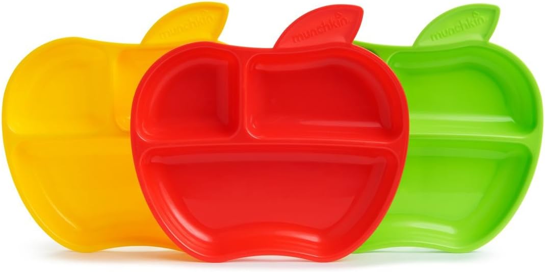 Munchkin Lil' Apple Kids Divided Plates, Pack of 3