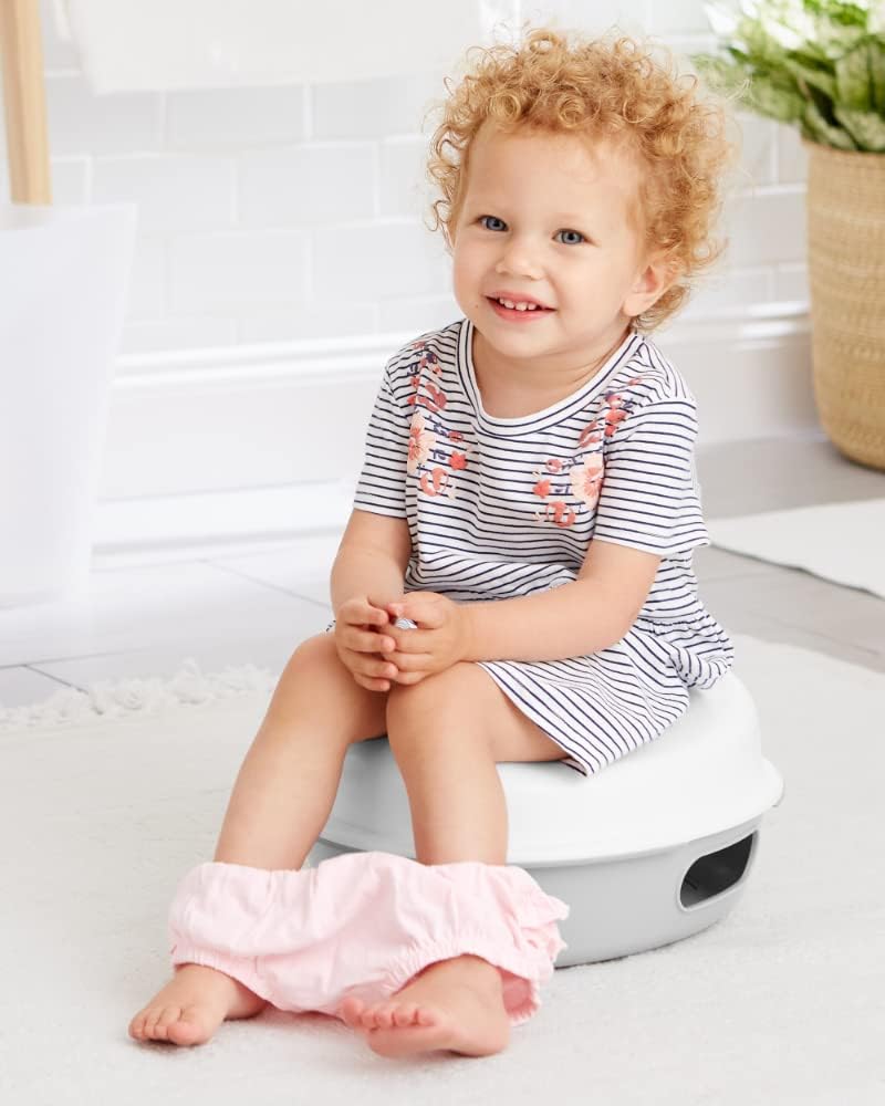 Skip Hop Potty Training Toilet, Go Time 3-in-1 Potty, White/Grey