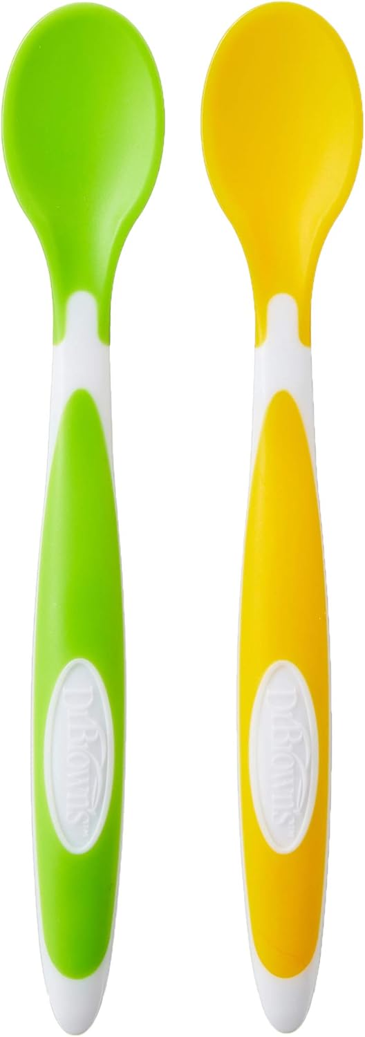 Dr Browns Soft-Tip Spoon, 2-Pack, Yellow/Green