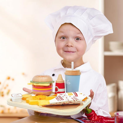 Little Angel Kids Wooden Fast Food Burger Restaurant Play Set.
