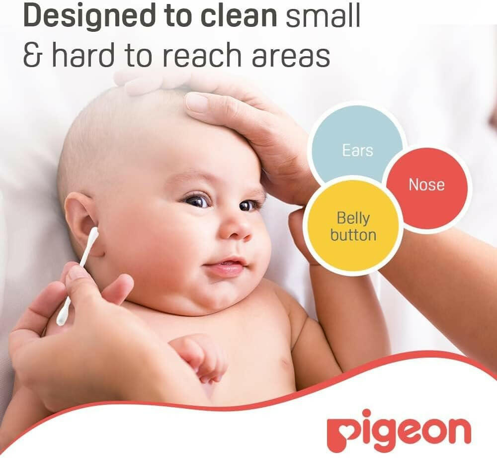 Pigeon Cotton Swabs, Flexible And Soft Paper Stem, 100% Soft Cotton Tips