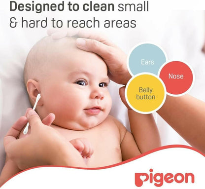 Pigeon Cotton Swabs, Flexible And Soft Paper Stem, 100% Soft Cotton Tips
