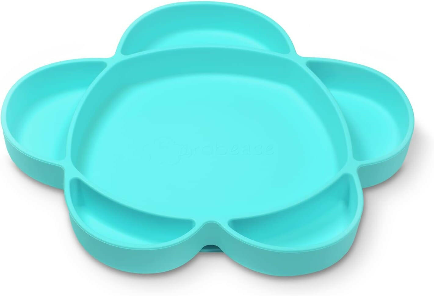 Grabease Silicone Suction Plate for Baby & Toddler Self-Feeding, 6-Section Dish With Stay-Put Grip, BPA and Phthalates-Free, Dishwasher and Microwave Safe