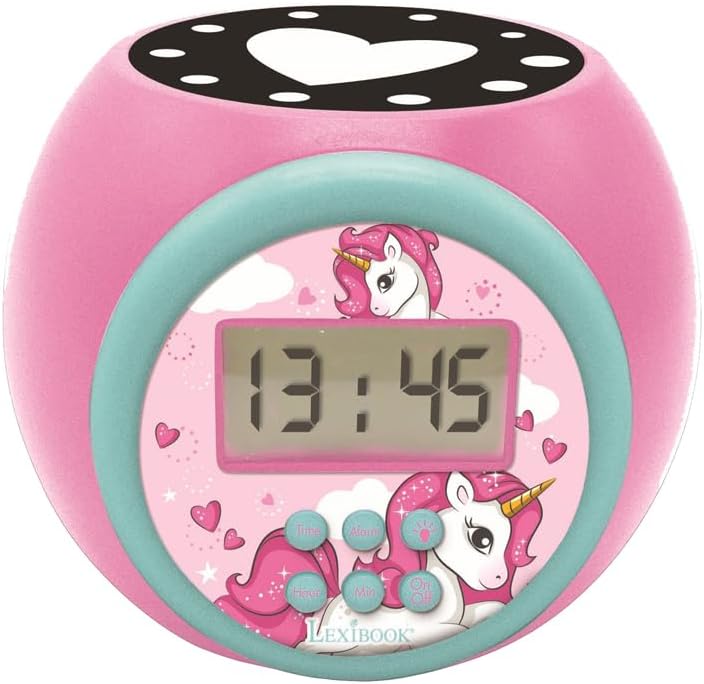 LEXiBOOK Unicorn Projector Alarm Clock with Snooze Function