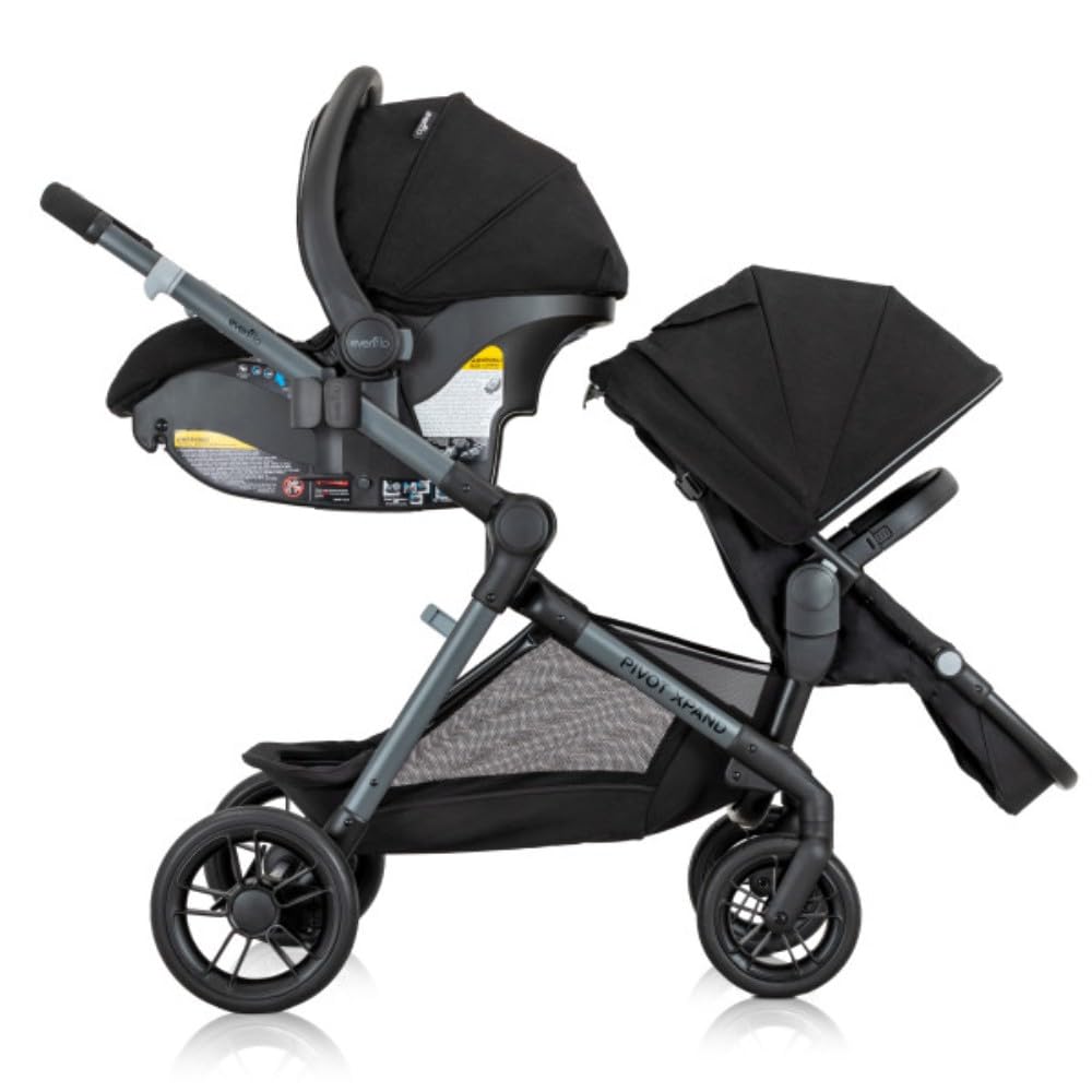 Evenflo Pivot Xpand Modular Travel System with LiteMax Infant Car Seat (Ayrshire Black)