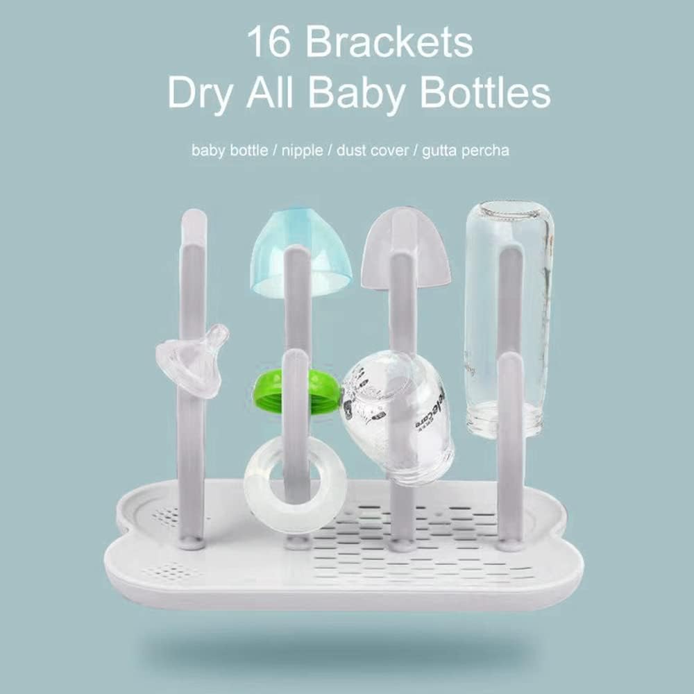 Eazy Kids Baby Bottle Drying Rack 16 Peg (Grey)