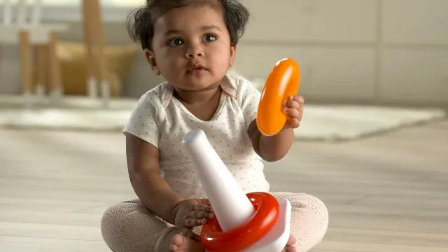 Fisher Price Baby Stacking Toy Rock-A-Stack Rings with Roly-Poly Base
