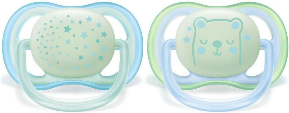 Philips Avent Ultra Air Soother Nighttime Glow, 0-6 months, 2-pack
