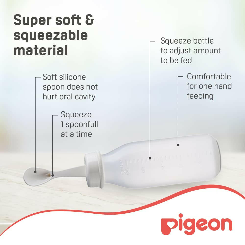 Pigeon Weaning Bottle with Spoon, White